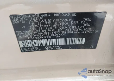 2011 Toyota Rav4 z USA, uszkodzony, nr VIN 2T3BF4DV0BW165694